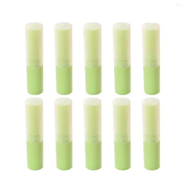 Depolama Şişeleri 10 PCS 4G Kadınlar Boş plastik berrak kapları kapaklı bayanlar ve kızlar için dudak parlatıcı kaplı (4G yeşil)