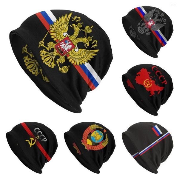 Beralar Sovyet Rus bayrağı CCCP Sosyalist Beanies Caps Moda Kış Sıcak Kadın Erkekler Örme Şapka Yetişkin Unisex Rusya Gurur Bonnet Şapkaları