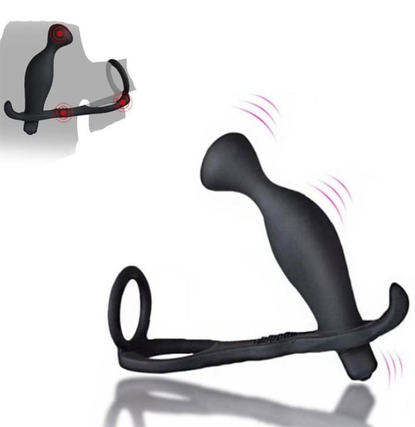 Massager prostatico vibrante maschile con doppio vibratore Please Butt Plug Toys per uomini Cock Ring252W5329267