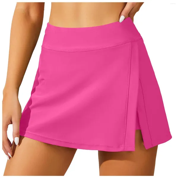 Vestido de barriga de barriga de roupas de banho feminina construído em shorts de altura calça dividida sem troncos de malha