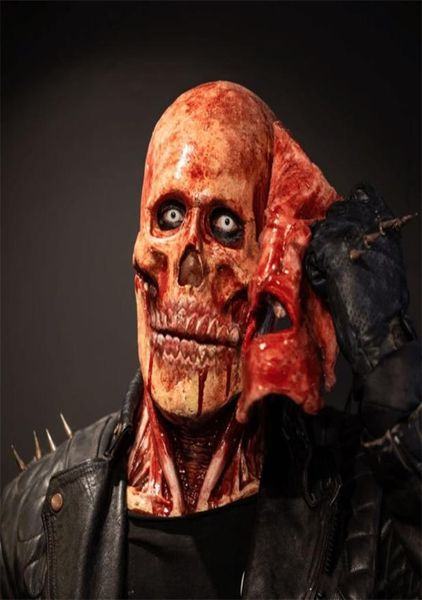 Máscaras de festa Decoração de Halloween Doublelayer Ripped Mask Bloody Horror Skull LaTex Mask Scary Cosplay Máscaras de Halloween Decor3389441