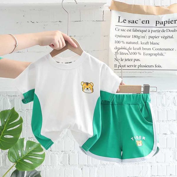 Одежда наборы для малыша Baby Boy Girl Stests Stests Summer Casual Bath Mite Animal Modeling 2pcs наряды хлопковые футболка+шорты для детского спортивного костюма