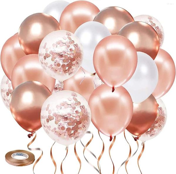 Decorazione per feste 50 pezzi da 12 pollici di palloncini in metallo bianco in oro rose