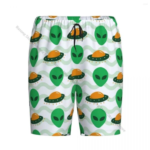 Herren Nachtwäsche süße Alien UFO Invasion Raumschiff Pyjama Hosen für Mann Heimat Kurzhose Männer Schlaf unten tragen