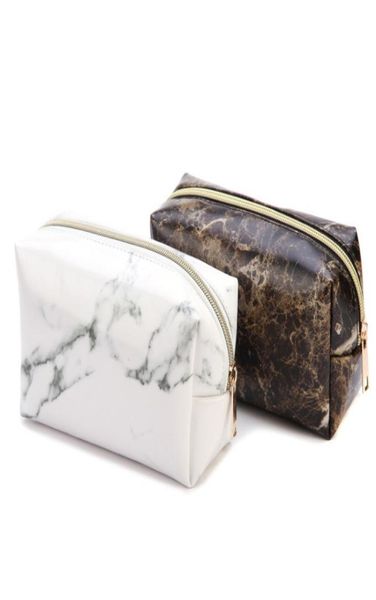 Pu White Black Marble Design Men Mulheres Zíper Pouca Cosmética Moda Case de maquiagem Organizador de armazenamento de higiene pessoal6098608