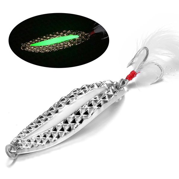 1pcs Metall Luminous Spinner Löffel Fischerei Köder 25G20G Pailletten mit Federgräbchen Haken PESCA 240430