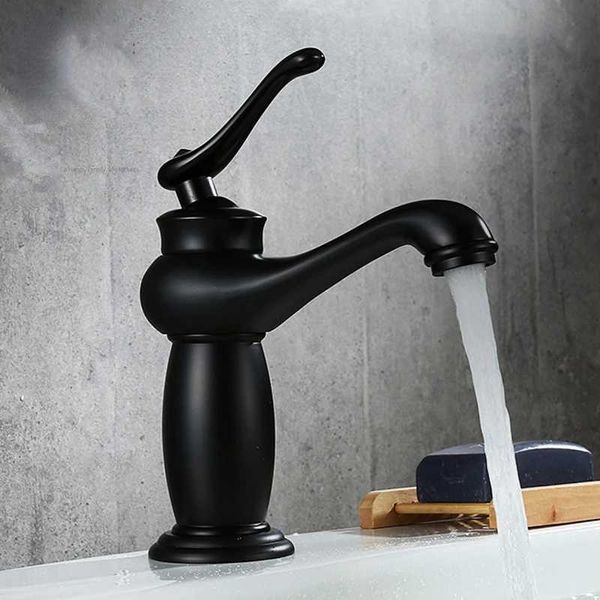 Rubinetti del lavandino da bagno rubinetto nera lampada ottone stile tazzine del lavandino del lavandino da bagno a manico singolo