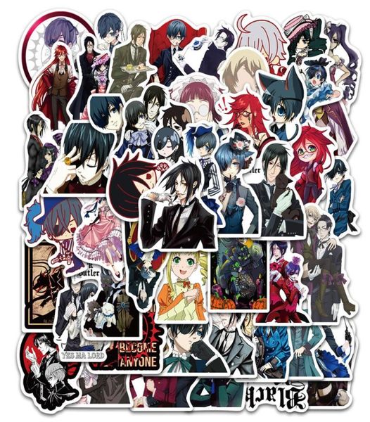 50pcslot Black Butler Adesivi anime per laptop Skateboard Valuto Bicycle Car Decal JDM Doodle Applique Impedito impermeabile1153230