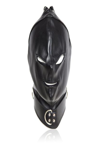 Neues Design BDSM Reißverschlusshaube mit Augenlöchern Maske Leder Bondage Ausrüstung Erwachsener Sexualspiel Kostüme B03060305617257