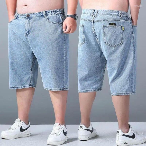 Jeans masculinos Men mais tamçaram calças curtas shorts jeans de corte direto verão