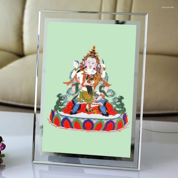 Estatuetas decorativas tântricas thangka vajra duplo corpo retrato pilha bodhisattva buddha imagem picture papel po papel de dupla face plástico