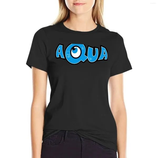 Polos femininos Aqua Band Logo T-shirt Roupos de anime Coreanos Tops de moda