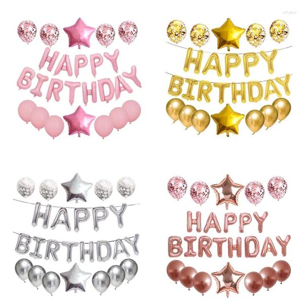 Party -Dekoration 25pcs rosa blau roségold happy birthday balloons set 16 Zoll Brief Alphabet Ballon Kinder Erwachsene Dekorationen Globos