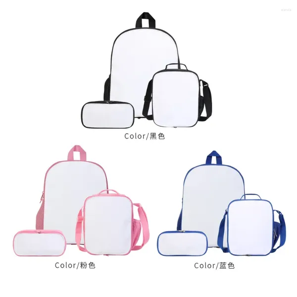 Zaino sublimazione da 3 pc set borsa vuota per la stampa di immagini fai -da -te scuole bambini moda personalizzare book book penbox food pranzo boxbox