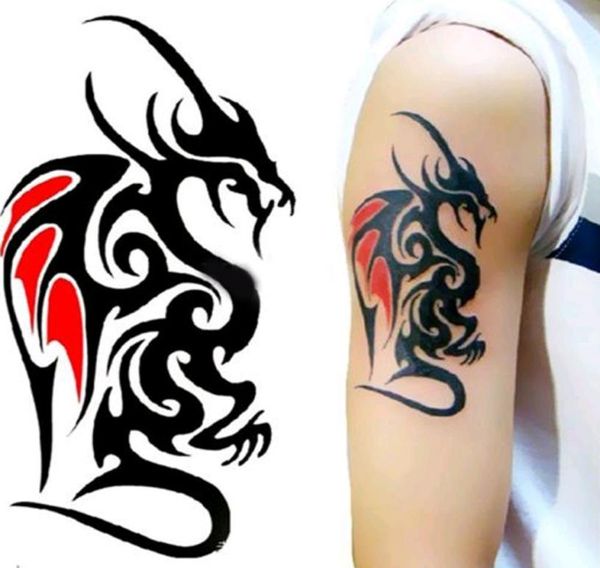 Adesivo de tatuagem temporária à prova d'água do corpo 1056cm Cool Man Dragon Tattoo Totem Transferência de água de alta qualidade4275098