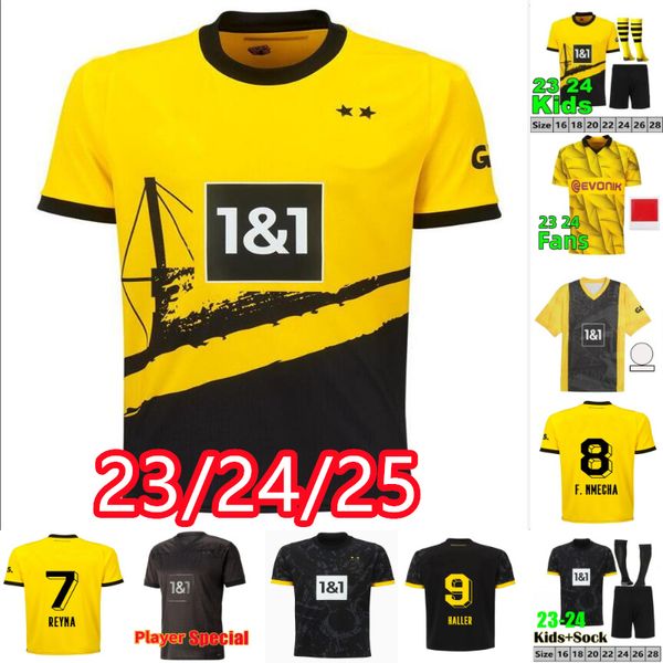 24 25 Kit Kit Kit Kit de Jerseys Soccer Dortmunds Quarto 4º Especial Sancho Moukoko 2023 2024 Cup Trikot 50th Anniversary Football Cirl
