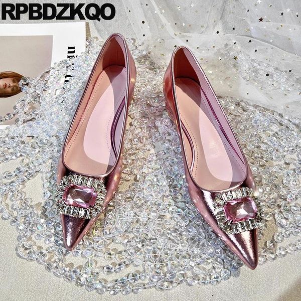 Sıradan Ayakkabılar Rhinestone Flats Gelin Smed Toe Nedime Düğün Metalik Kayma Kristal Sığ Mücevher Elmas Patent Deri Kadınlar