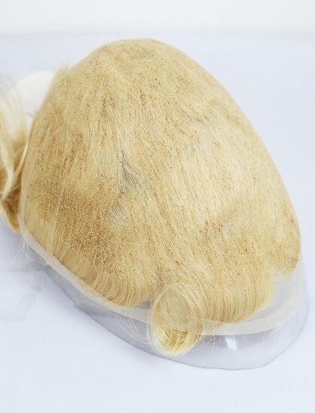 613 Blonde Full Lace Men Toupee Swiss Lace Men Toupee 8x10 дюймов French Lace Men039s Wig Wig For Men Lover System New1349049