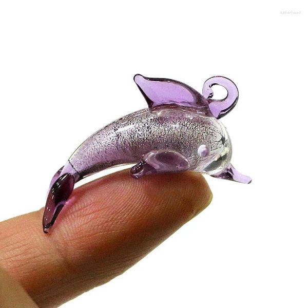 Dekorative Figuren 2pcs niedliche Glas Delphin Charm Mini Meeres Tier Figur an Anhänger für DIY -Schmuck Halskette machen Accessoires oder Aquarium