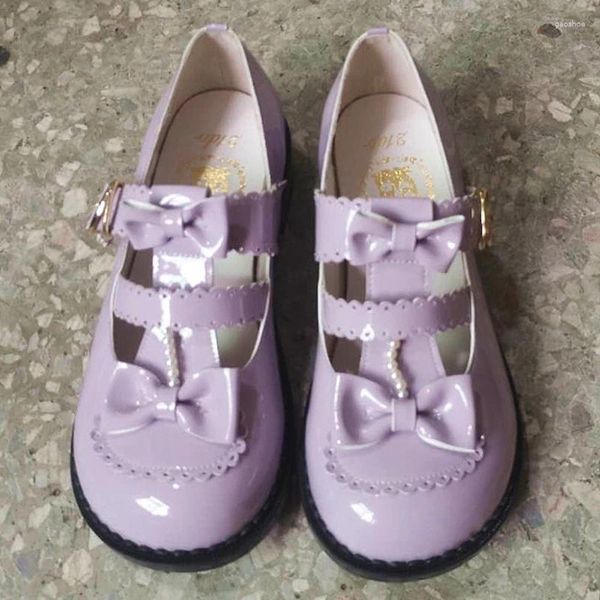 Scarpe vestiti dolci kawaii lolita ragazze mary jane anime loli femminile brevetto estate in pelle simpatica harujuku mid tallone