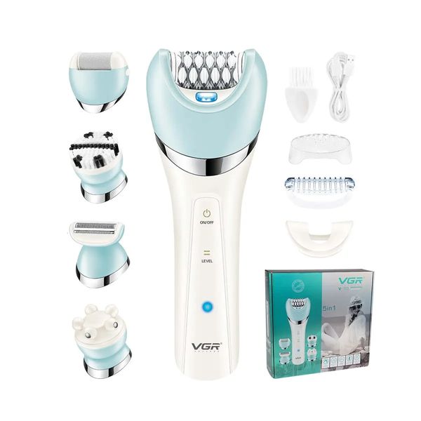 VGR Epilator 5 In 1 Electri Kadın Epilator Kadın Tıraş Talter Bacak Vücut Çıkartma Lady Bikini Düzeltici Temizlik Masajı V-703 240422