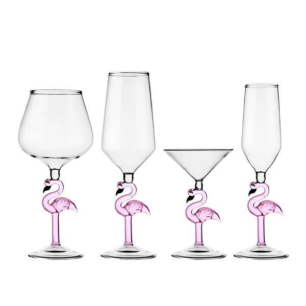 Copo criativo de vidro de flamingo de alto valor de vinhos tapetes de cálice casas de champanhe bordeaux copos de copo de luxo de luxo 240430