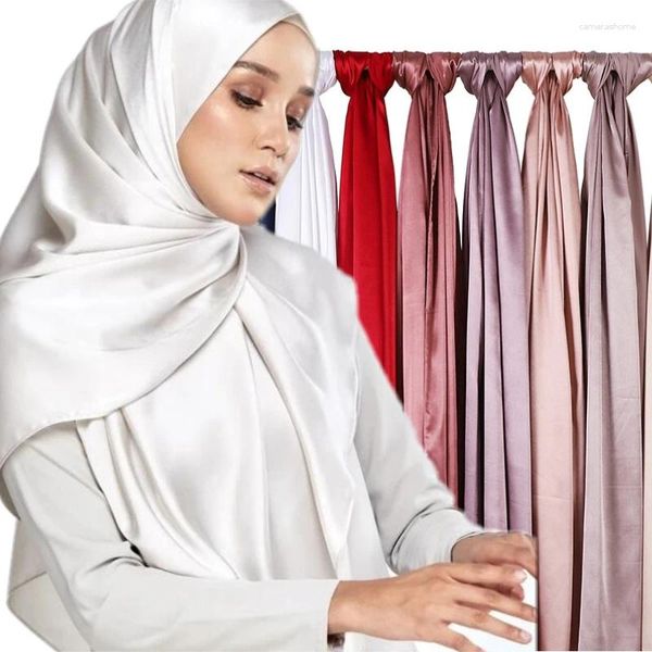 Schals muslimische islamische Frauen Satin Hijab Langer Schal