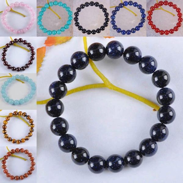 Strand 10 mm Sodalit Aventurin Lapis Opal Sandstein Tigeree Granat Labradorit Amazonit Steinperlen Armband Stretchschmuck 8 Zoll