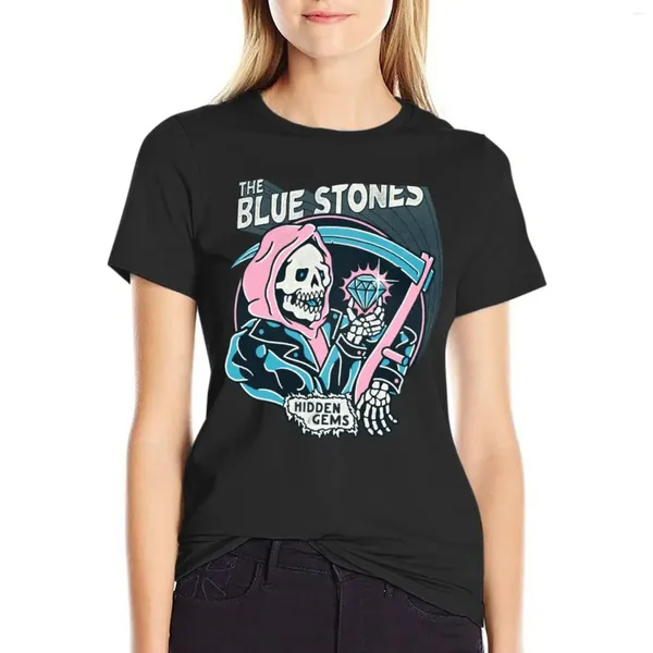 Polo da donna The Blue Stones - Hidden Gems Logo T -shirt Lady Abiti da ladra Tees Kawaii White T Shirts for Women