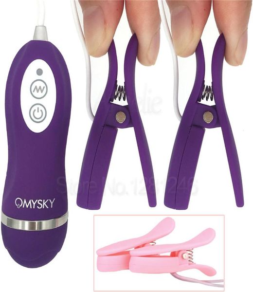 10 Geschwindigkeiten wasserdichte Brustmassage Nippel Vibrator Clitoris Clip Vibration Nippelklemmen Silikon Vibratoren Sexspielzeug für Frauen Y11034882