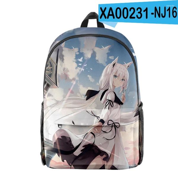 Backpack Harajuku Hololive Shirakami Fubuki PUBILI Book BookBag Backpacks 3D Stampa 3D Oxford Waterproof Boy/Girl Travel