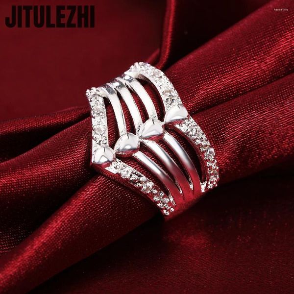 Ringos de cluster 925 anel de prata esterlina para mulheres festas de jóias finas encantos de luxo de casamento presentes de natal