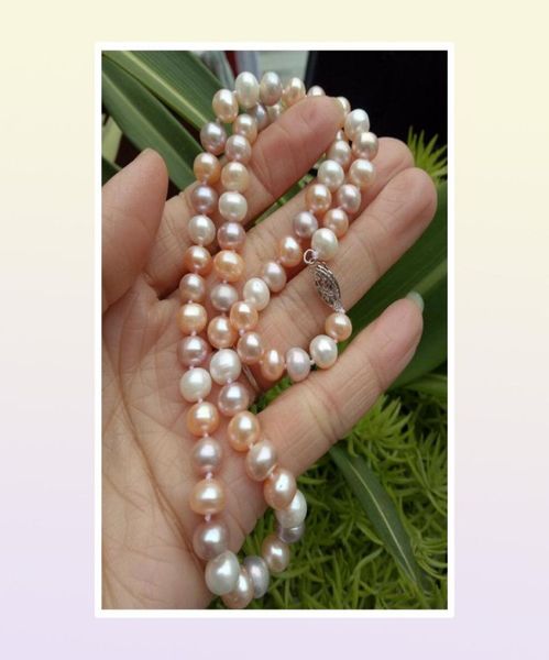 Kaufen Sie Perlenschmuck 78 mm Südsee weiß rosa lila Multikolor Perlenkette 18quot 14K5999467