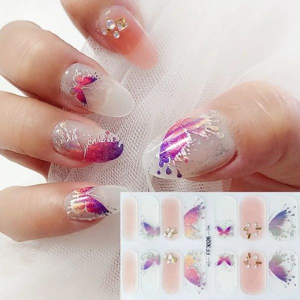 Frühlingszeit 3d Nagelaufkleber Kunst Slider Blue Blumen Fliegenvögel Aufkleber für Nägel Maniküre Abziehbilder Dekorakioneszubehör