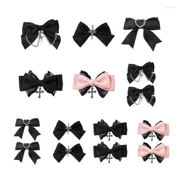 Cabelo de cabelo Gothic Clip Bow Larrette Bairpin Flato elegante para cachos