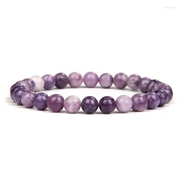 Strand Lucky Natural Gem Bads Round Bangle Purple Mica Stones Bracelets For Men Men Yoga Elastic Jewelry Gifts Drop