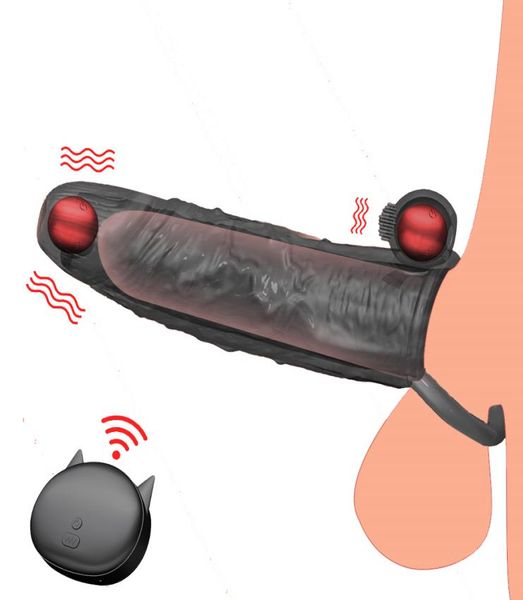Male Penis Aumentador Extrender Sleeve Sleeve Sexy Toy para homens Vibrando o Dick Masturbation Device7673829