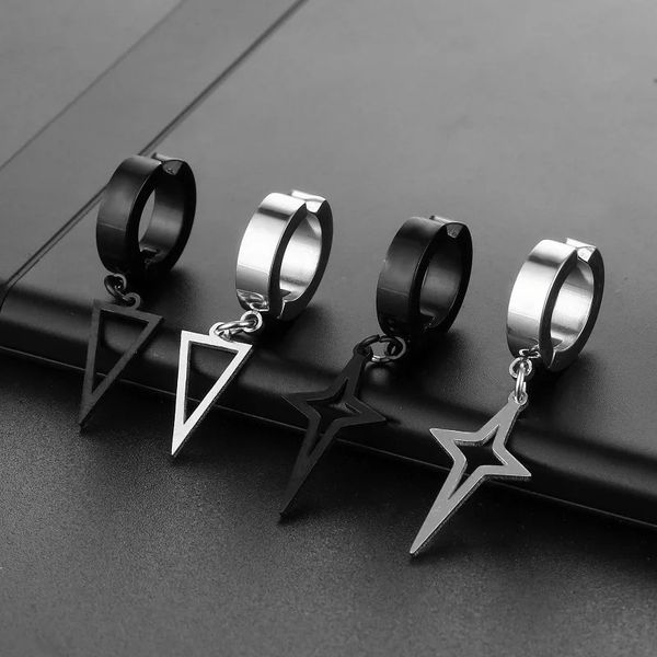 1pcs unisex in acciaio inossidabile punk clip nero su orecchini geometria a stista a stella pendente dangle orecchino gioiello gotico 240418