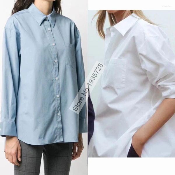 Blusas femininas senhoras colorida sólida manga comprida silhueta blusa blusa top - coleção de algodão feminina