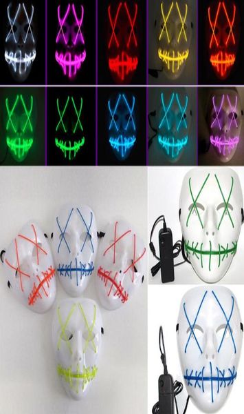 Led Halloween Ghost maschere il film Purge El Wire Glowing Mask Mascherade Full Face Masks Costumes Gift Goling WX9571723414