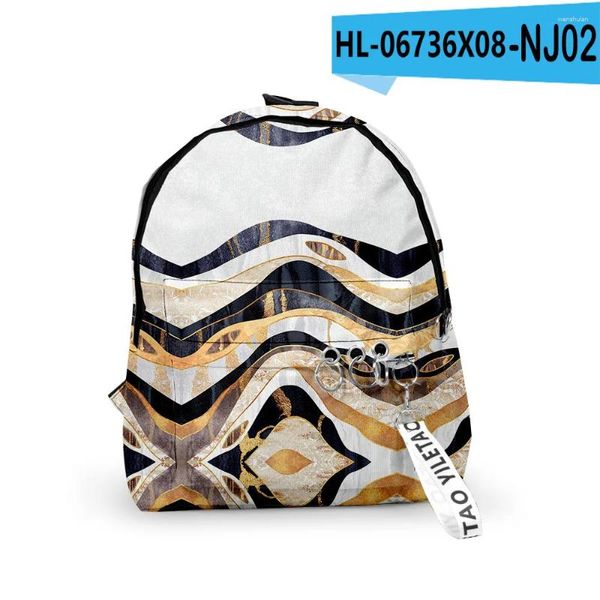 Backpack Hip Hop Flowing Gold Art Mackpacks Boys/Girls School School Keychains Oxford Oxford Waterproof fofo pequeno