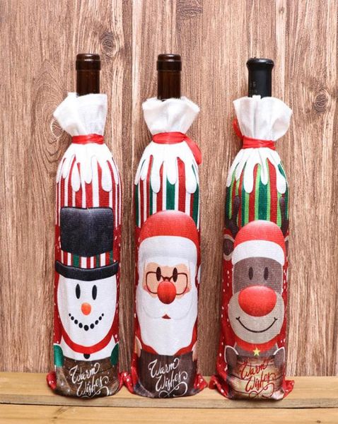 11Styles Weihnachtsdekorationen für Home -Sackleinen Stickerei Angel Snowman Wine Flaschen Cover Set Weihnachtsgeschenktasche Santa Sack FWB3156490362