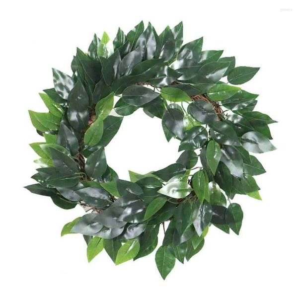 Fiori decorativi 45 cm Greenery di ghirlanda di foglie di banyan verde artificiale con foglie per porta della porta d'ingresso decorazioni per finestre