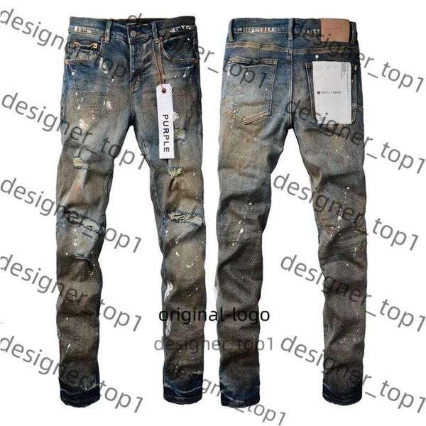 Lila Jeans Herren Jeans Designer lila Marke Männer Männlich hellblau lila Marke Jeans High Street Denim Lackieren Graffiti Muster beschädigt zerrissene Skinny Hosen 4445