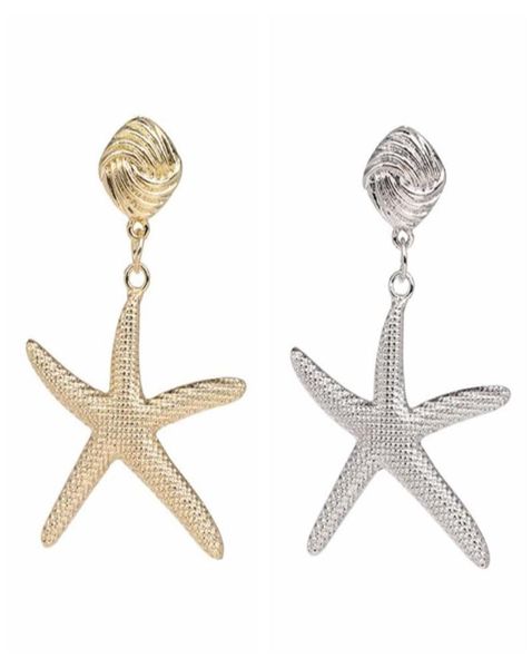 Dangle Kronleuchter Mode 2021 Big übertriebener Shiny Star Drop -Ohrringe für Frauen Sommer Seestarfish Metal Statement Geschenk9272431