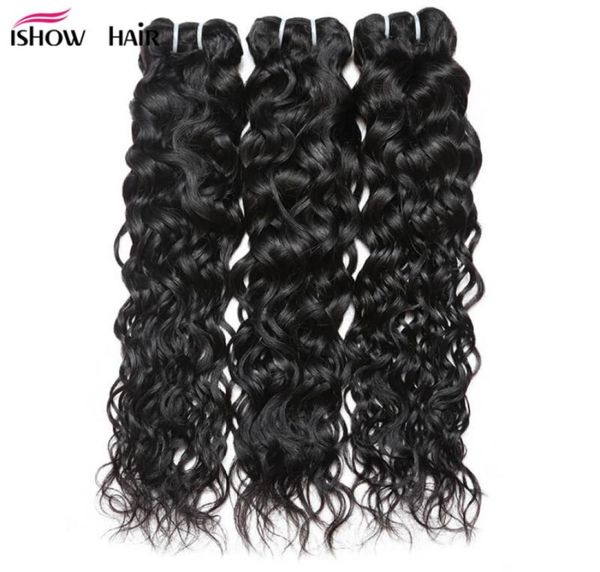 Is -How 828 polegadas Extensões de cabelo de onda de água 345pcs Teca de cabelo brasileiro inteiro Pacotes para mulheres de todas as idades de cor natural Black1116217