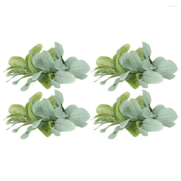 Flores decorativas 4 PCs Ring Decor Rings outono Porta da frente Welcome Wreath PE (plástico) Wrinalh Folhas Artificiais Leaf