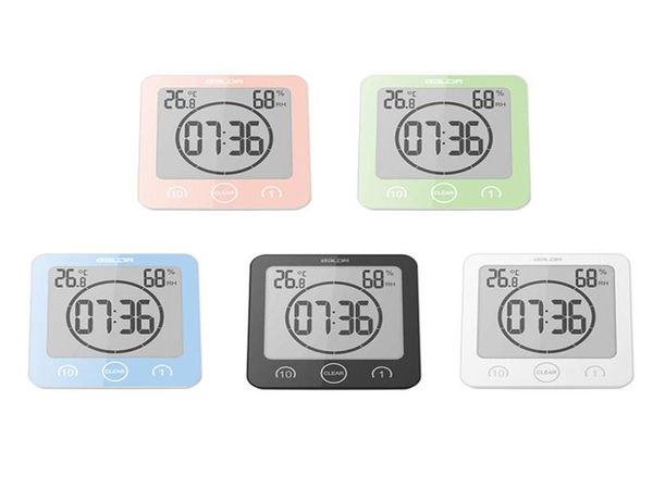 LCD -Bildschirm digitale Wanduhr Badezimmer Temperaturfeuchtigkeit Countdown Timer Uhren Waschen Siesche Wecker Waterdicht1850683