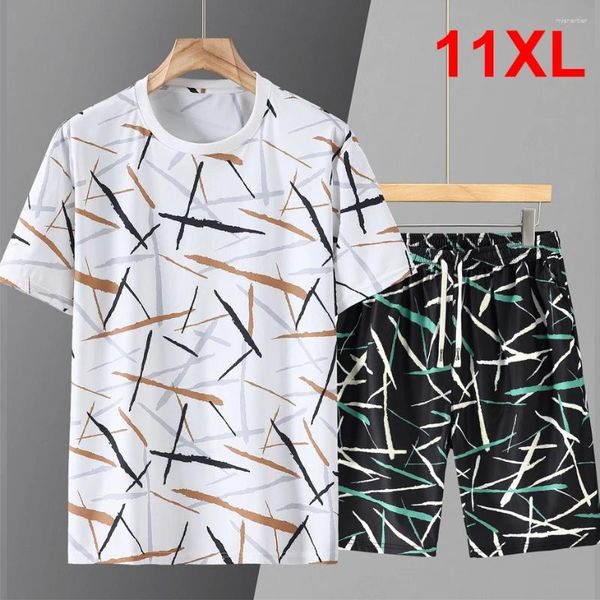 Tracce da uomo Summer Men Plus size 10xl 11xl set di magliette graffiti casual per graffiti si adattano maschio grande