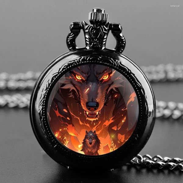 Pocket Watches Vintage Classic Mysterio Cool Wolf Quartz para mulheres Homens assistem aos presentes de jóias de colar de relógio pingentes pendentes exclusivos